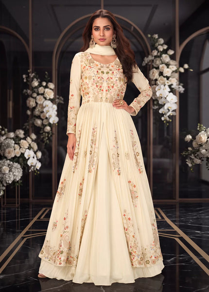 Offwhite Embroidered Lehenga Anarkali