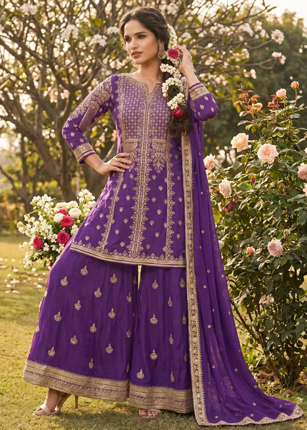 Chinnon Embroidered Sharara Suit Series