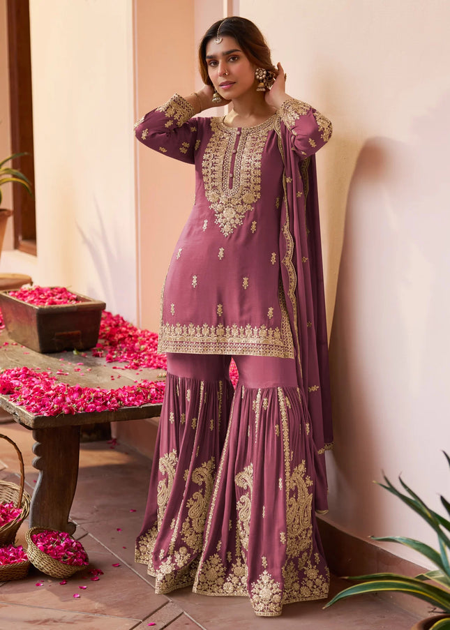 Chinnon Embroidered Gharara Suit Series