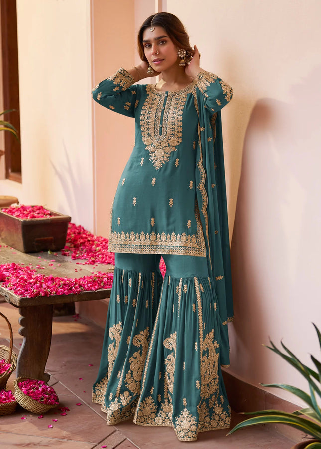 Chinnon Embroidered Gharara Suit Series