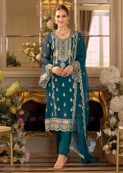Sequins Embroidered Pant Style Suit