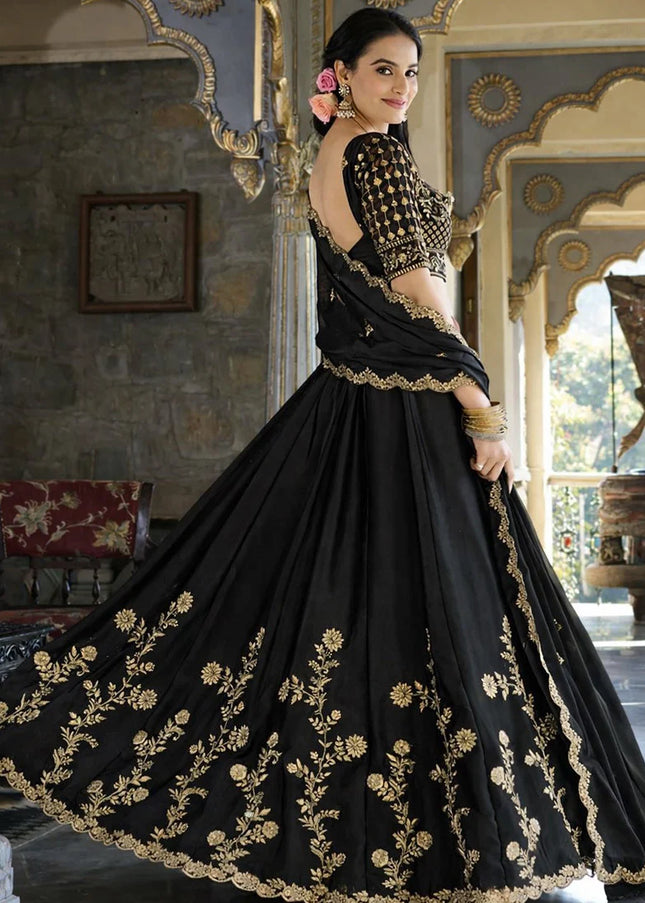Black Embroidered Lehenga Choli