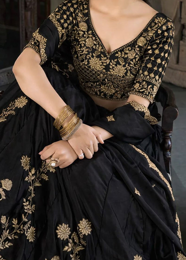 Black Embroidered Lehenga Choli
