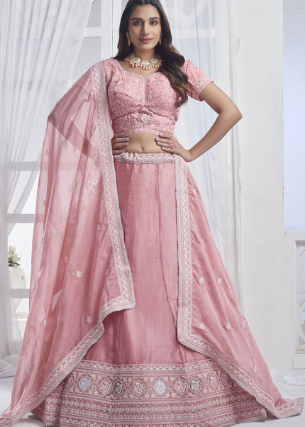 Pink Embroidered Lehenga Choli