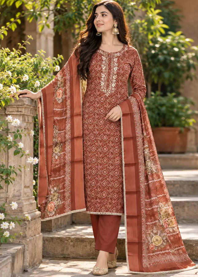 Cotton Printed and Embroidered Pant Style Suit Series