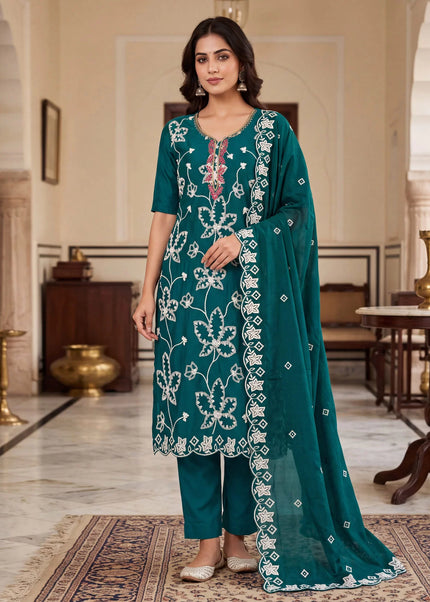 Cotton Silk Embroidered Pant Style Suit Series