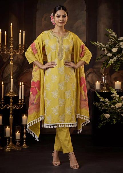 Cotton Silk Printed and Embroidered Pant Style Suit Series
