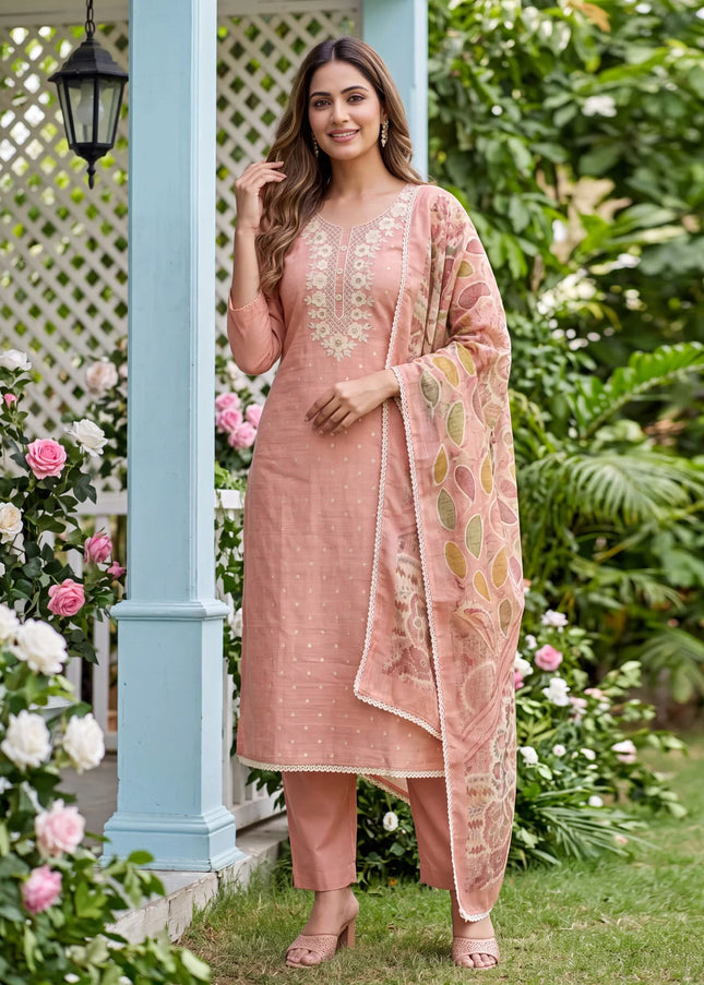 Modal Butti Cotton Printed and Embroidered Pant Style Suit Series