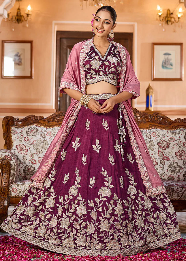 Maroon Embroidered Lehenga Choli
