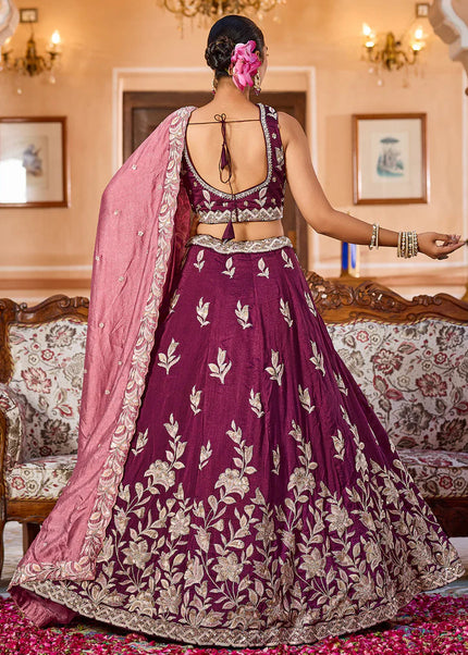 Maroon Embroidered Lehenga Choli