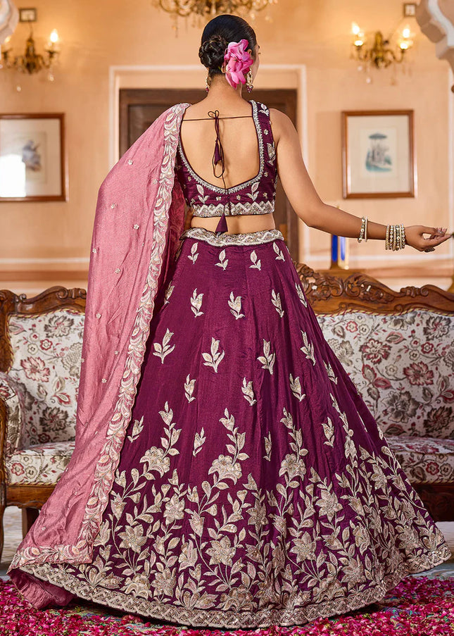 Maroon Embroidered Lehenga Choli