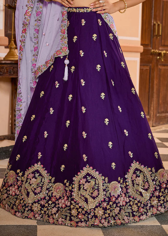 Purple Embroidered Lehenga Choli