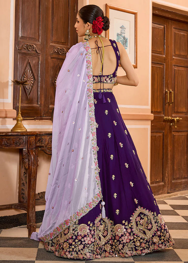 Purple Embroidered Lehenga Choli