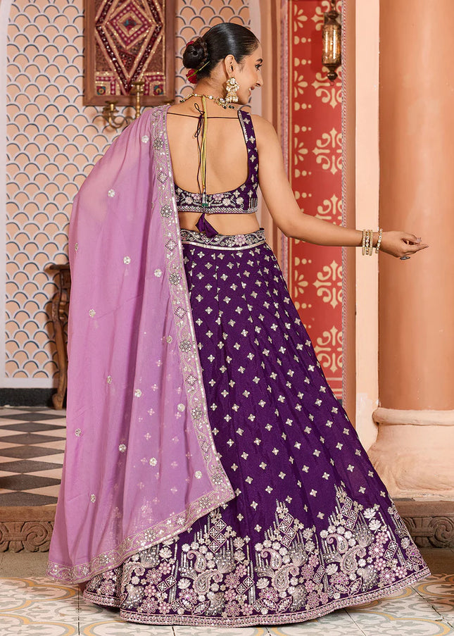 Purple Embroidered Lehenga Choli