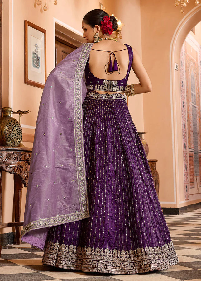 Purple Embroidered Lehenga Choli