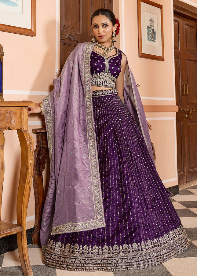 Purple Embroidered Lehenga Choli