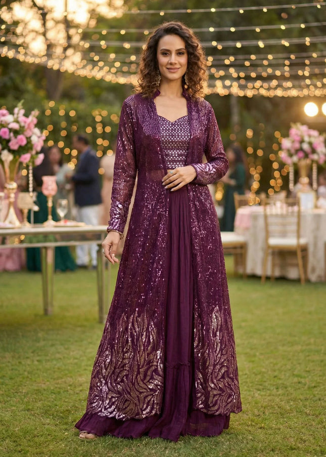 Georgette Embroidered Jacket Style Lehenga Suit Series