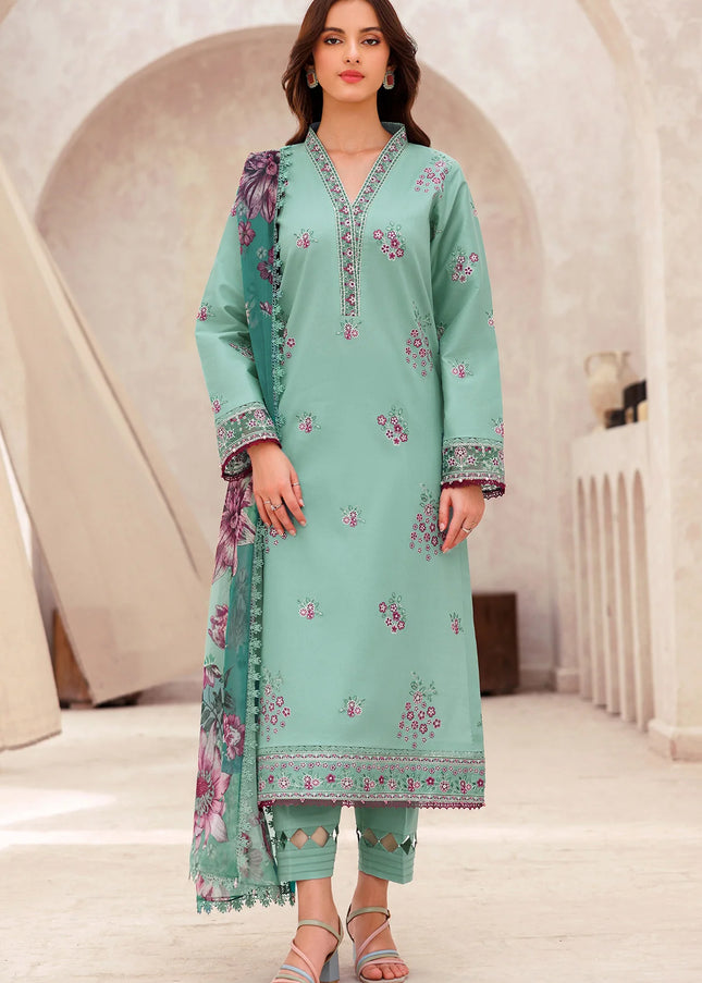 Farasha | Bahaar Embroidered Lawn'25 - Cyan Whisper