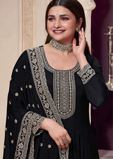 Black Embroidered Anarkali Gown