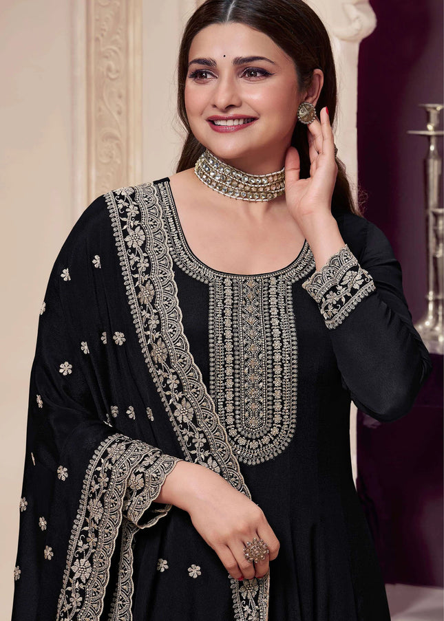 Black Embroidered Anarkali Gown