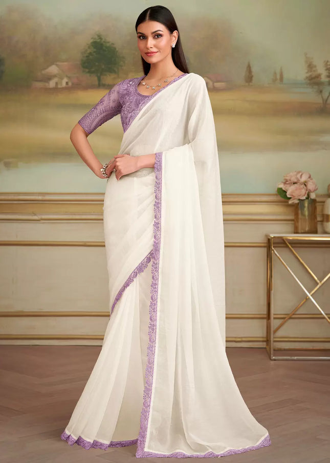 Offwhite Embroidered Saree