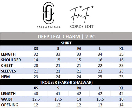 Faiza Faisal | Fnf Co-ord Edit - Deep Teal Charm