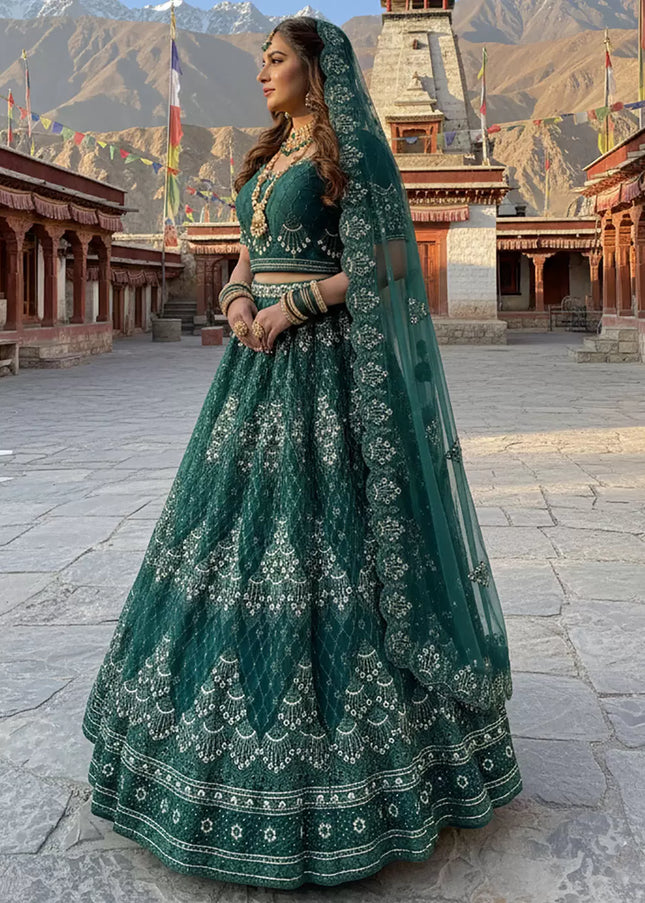 Green Embroidered Lehenga Choli