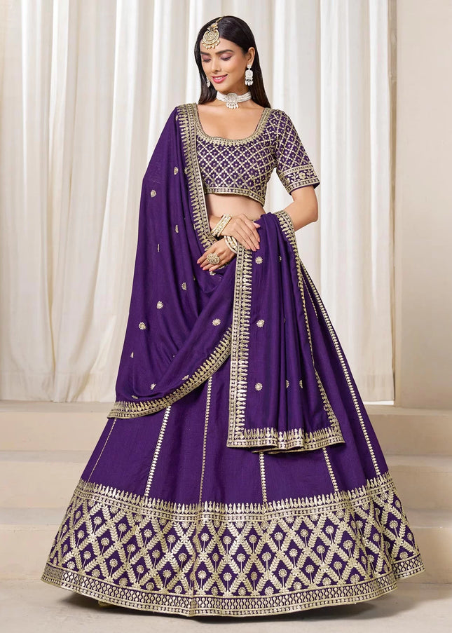 Purple Embroidered Lehenga Choli