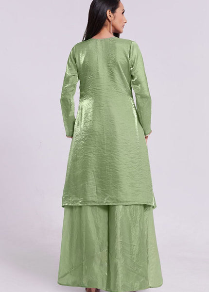 Green Embroidered Sharara Suit