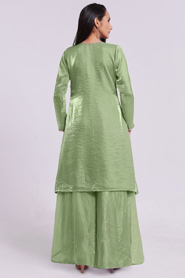 Green Embroidered Sharara Suit