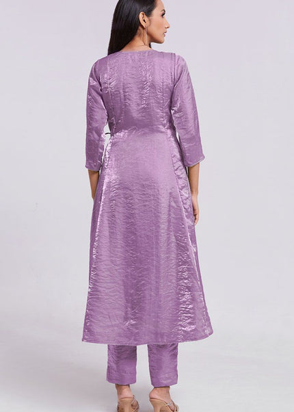 Lavender Embroidered Pant Suit