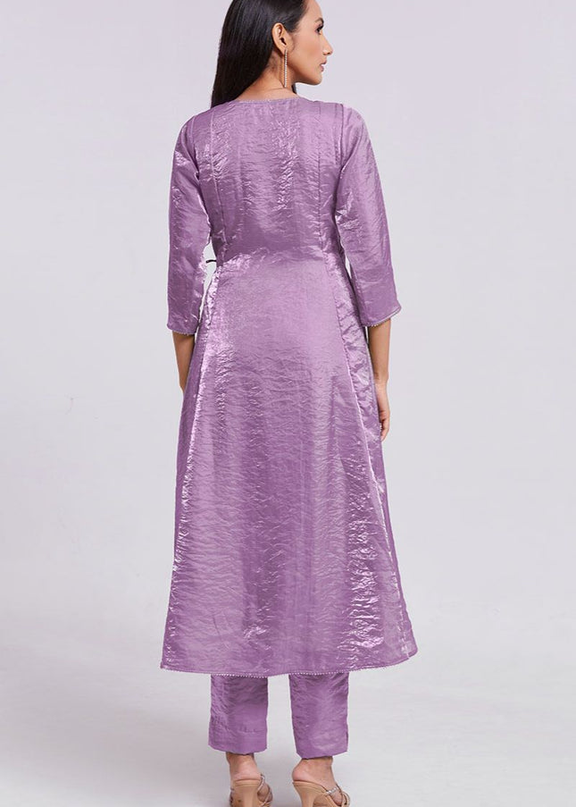 Lavender Embroidered Pant Suit