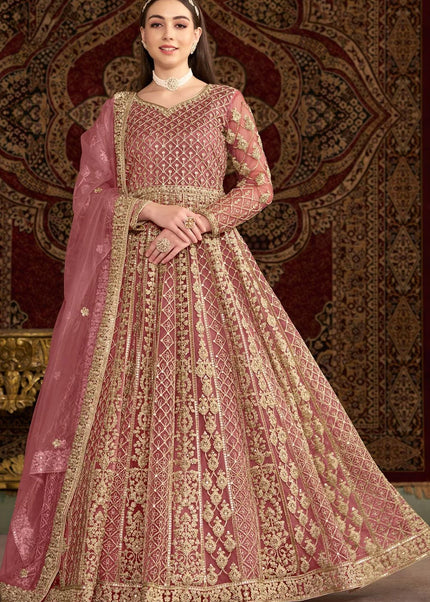 Pink Embroidered Anarkali