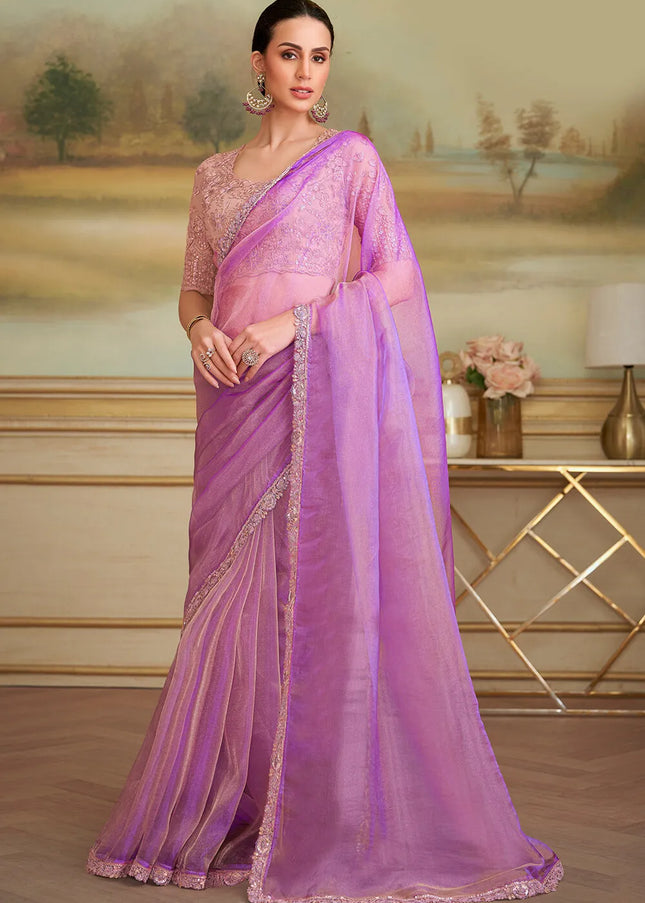 Lavender Embroidered Saree