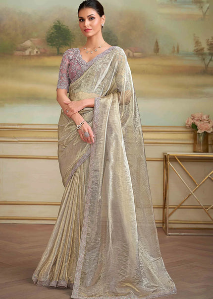 Sea Green Embroidered Saree