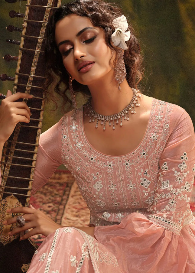 Pink Embroidered Gharara Suit