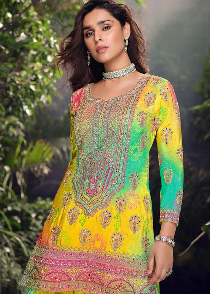 Multicolor Embroidered Sharara Suit