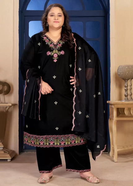 Black Embroidered Pant Style Suit
