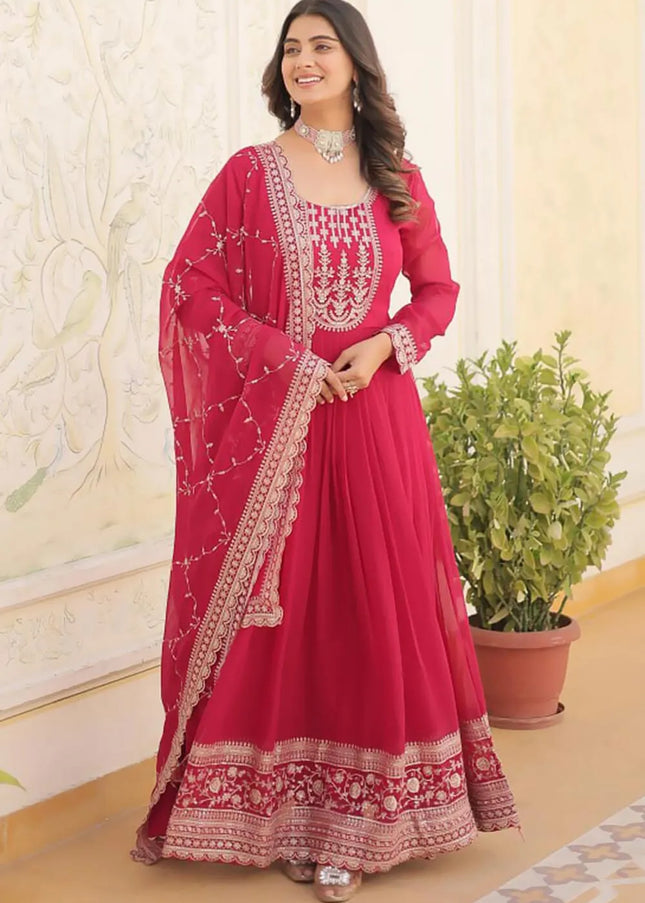 Pink Embroidered Anarkali Gown