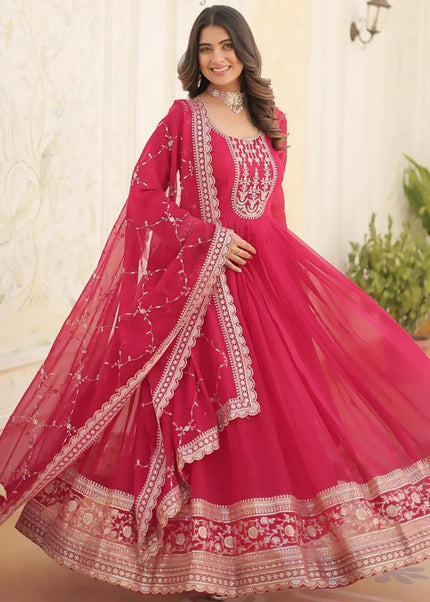 Pink Embroidered Anarkali Gown