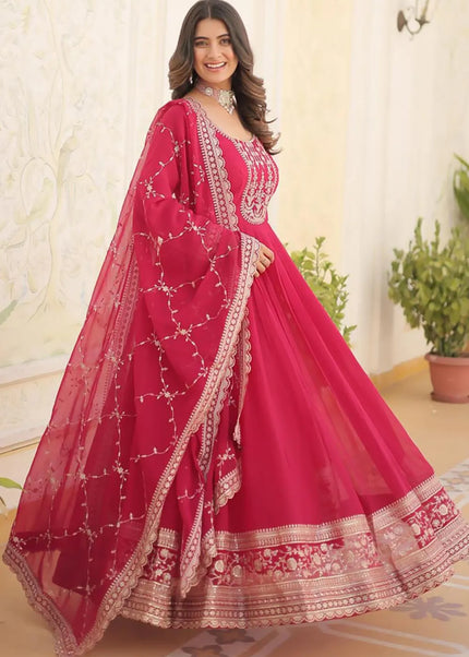 Pink Embroidered Anarkali Gown