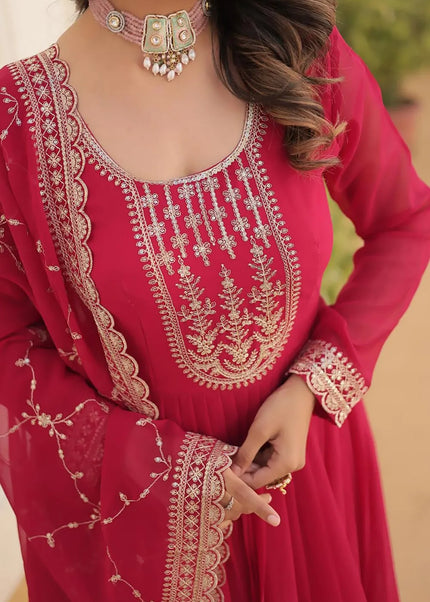 Pink Embroidered Anarkali Gown