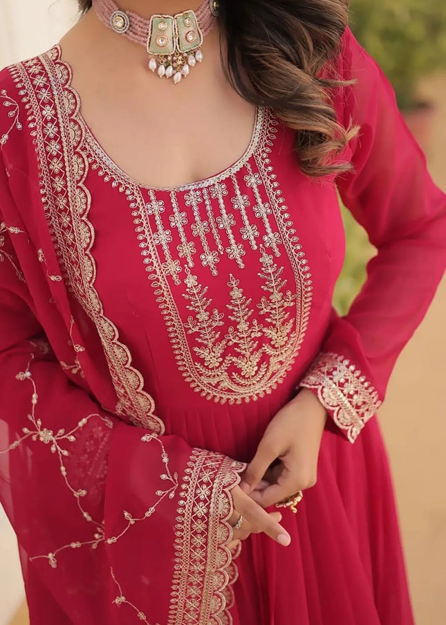 Pink Embroidered Anarkali Gown