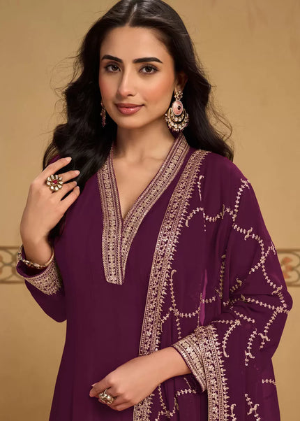 Georgette Embroidered Pant Style Suit Series