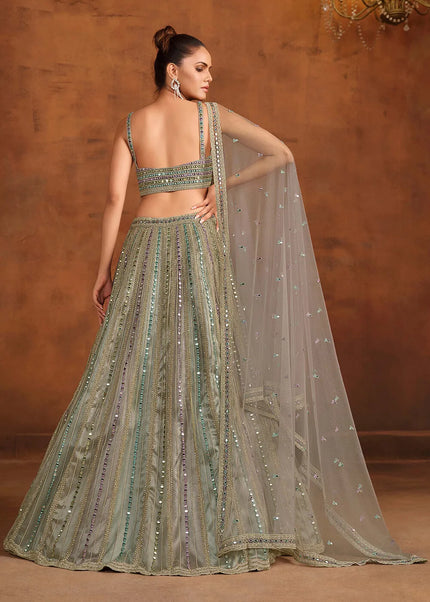 Grey Multicolor Embroidered Lehenga Choli