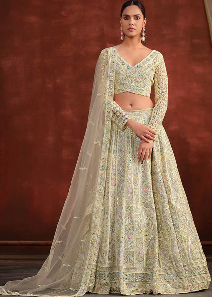 Light Grey Embroidered Lehenga Choli