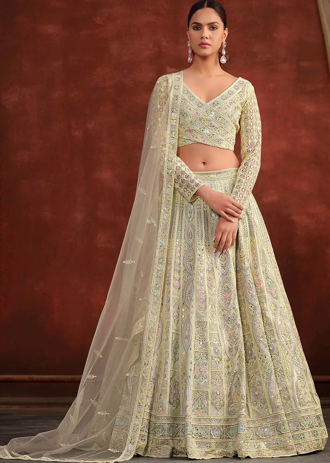 Light Grey Embroidered Lehenga Choli