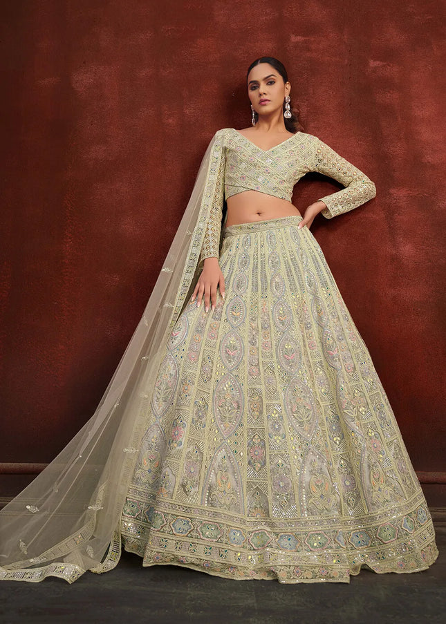 Light Grey Embroidered Lehenga Choli