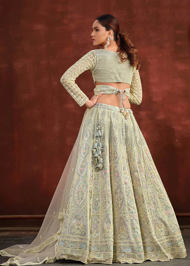 Light Grey Embroidered Lehenga Choli