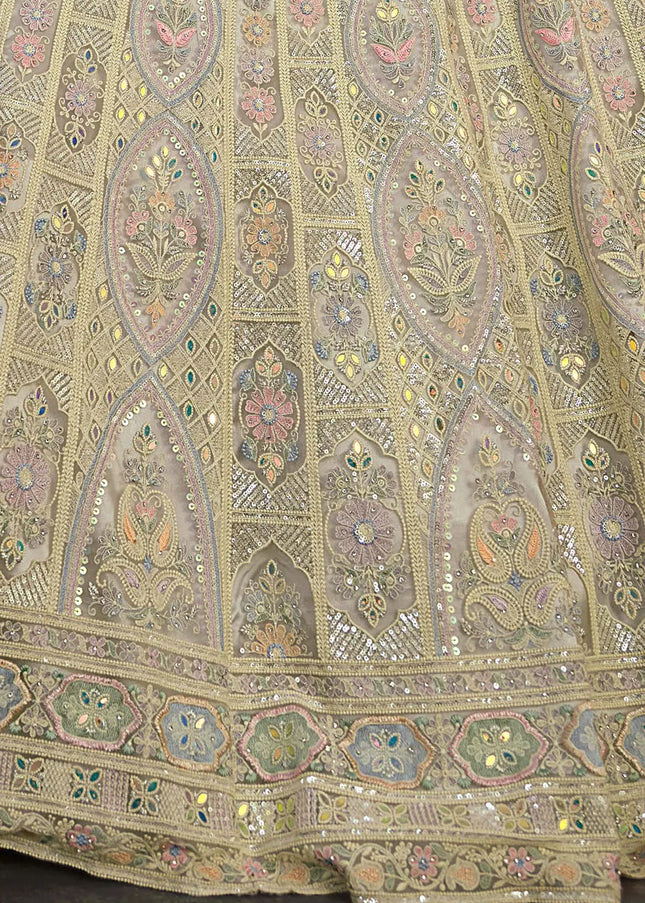 Light Grey Embroidered Lehenga Choli